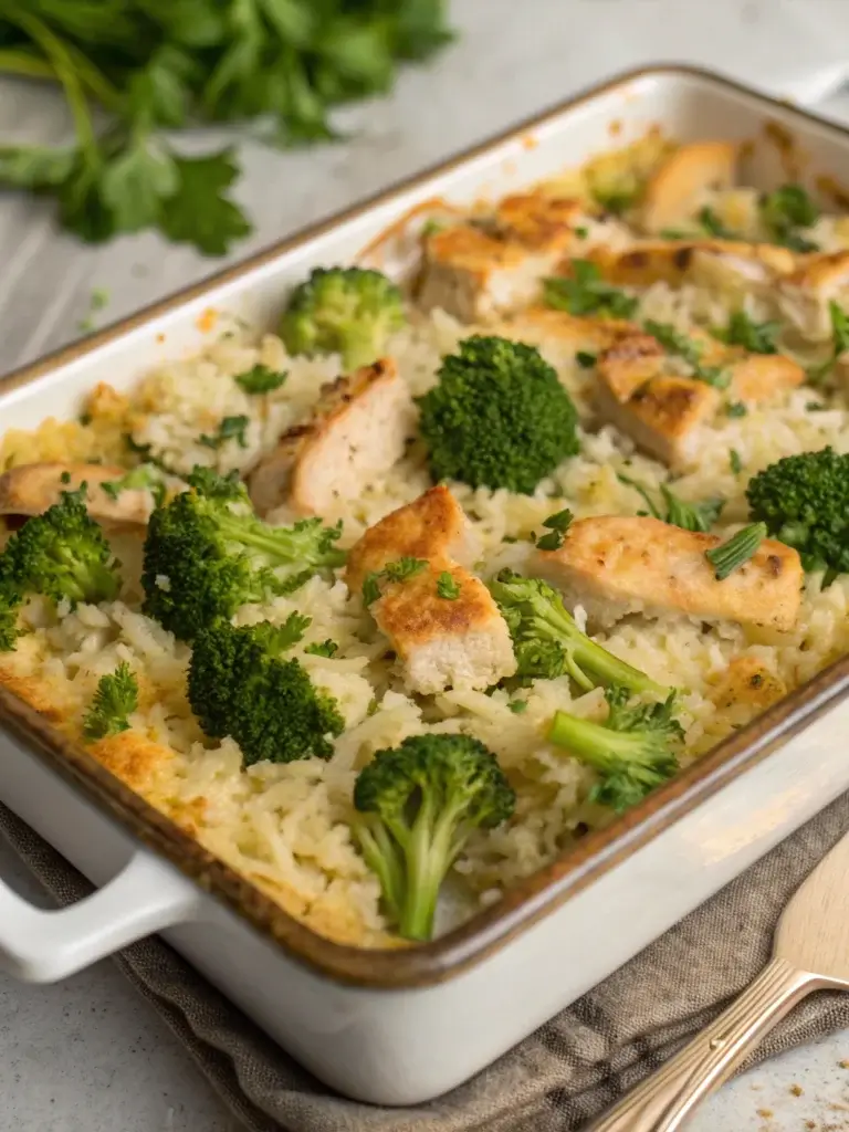 Easy 7-Step Chicken Broccoli Rice Casserole!