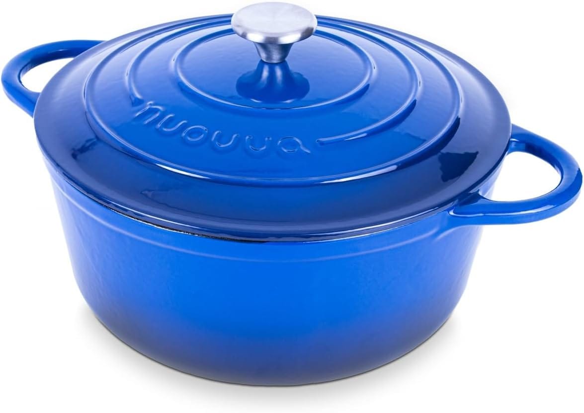 Nuovva Enamelled Cast Iron Dutch Oven Pot with Lid – 6.4 Quart Non Stick Casserole Pot
