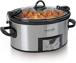 Crock-Pot 6 Quart Cook & Carry Programmable Slow Cooker with Digital Timer, Stainless Steel (CPSCVC60LL-S), Ideal for Port...