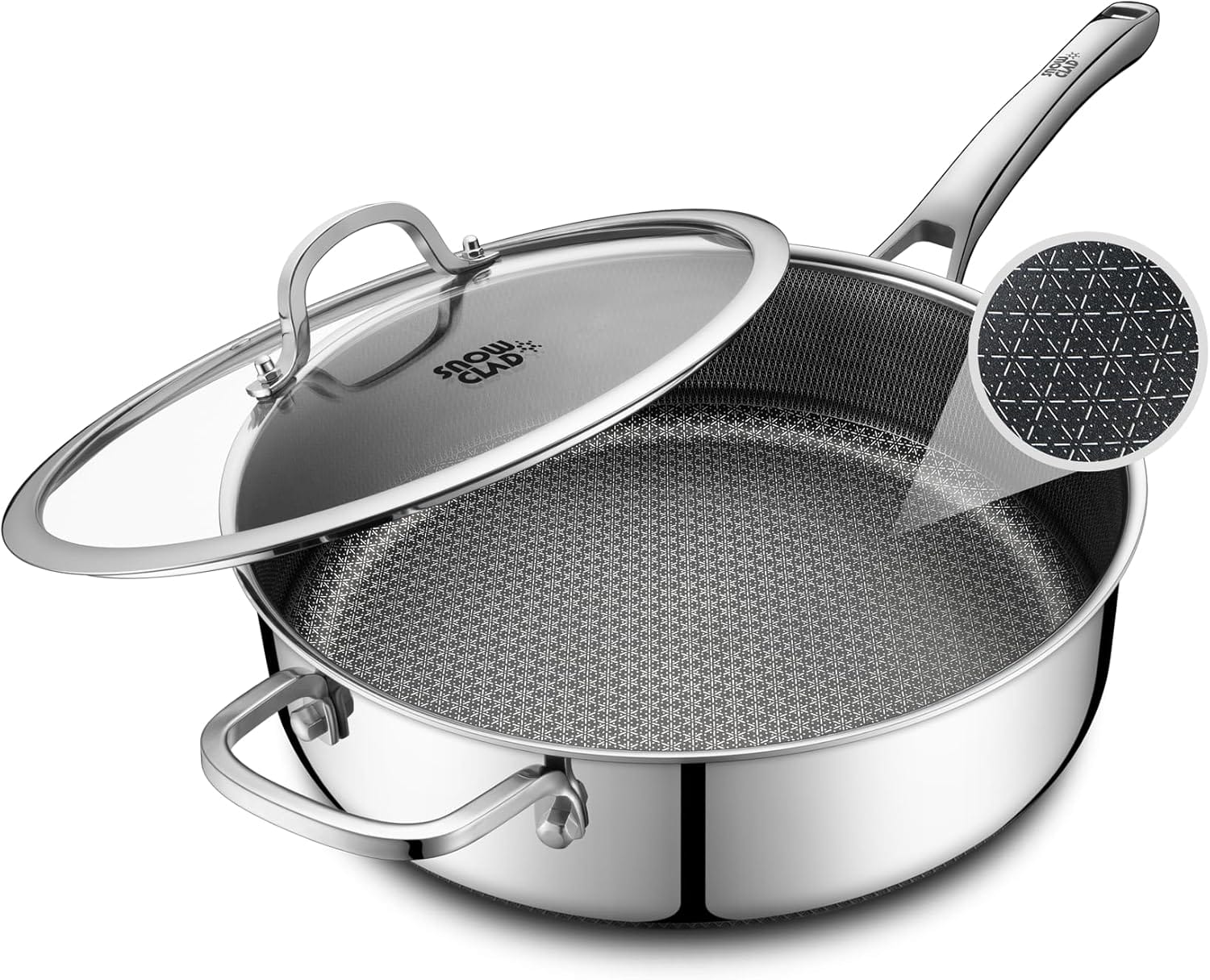 Frying Pans Nonstick with Lid,Hybrid Non Stick 5 Quart Saute pan