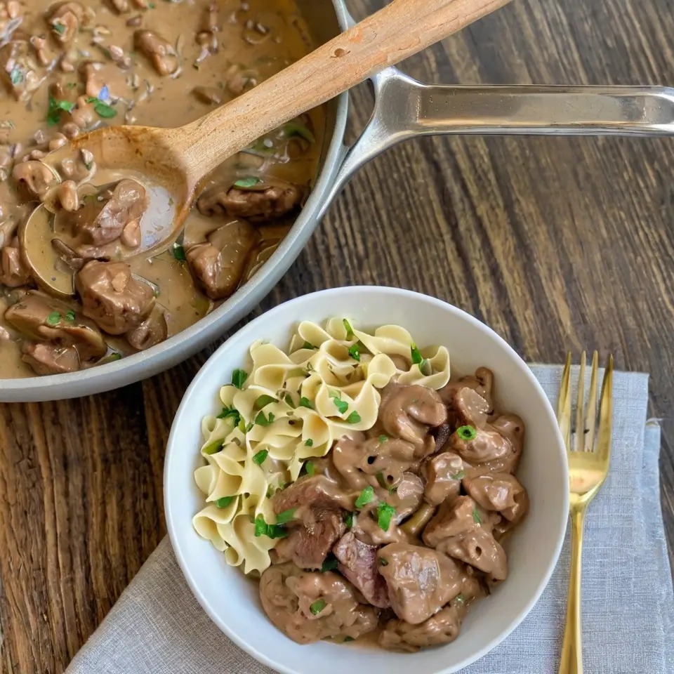 healthy beef stroganoff